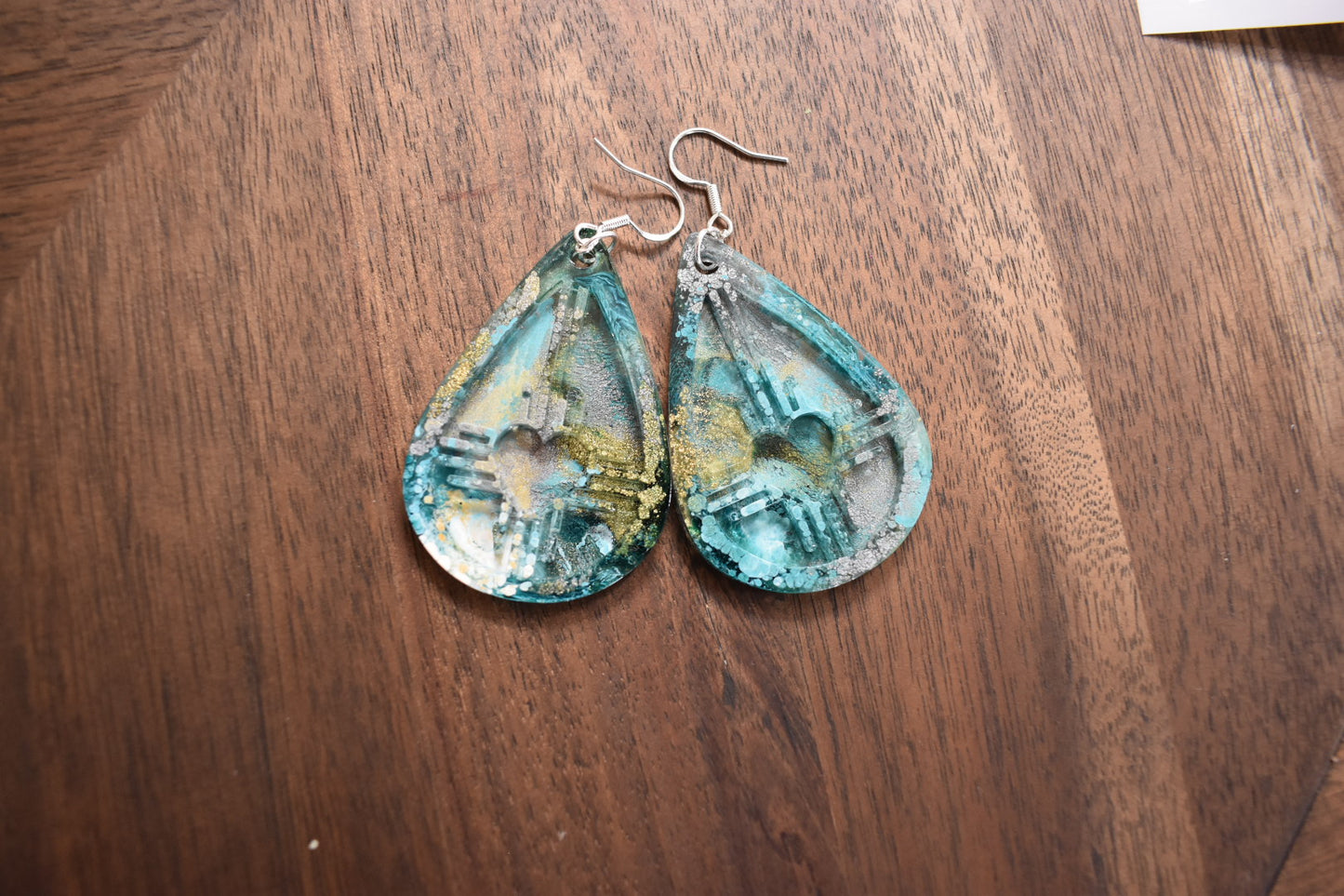 New Mexico Zia earrings- Teal