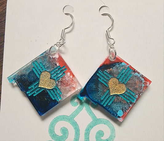 New Mexico Zia Heart State earrings