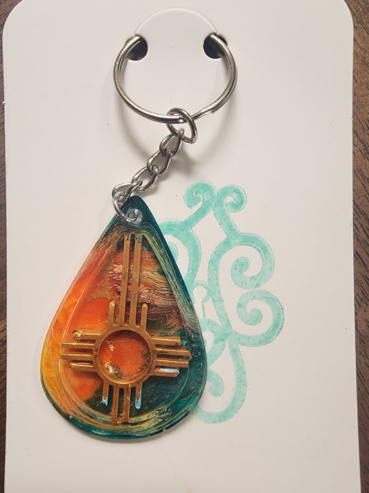 New Mexico Heart Zia keychain