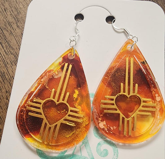 New Mexico Heart Zia earrings