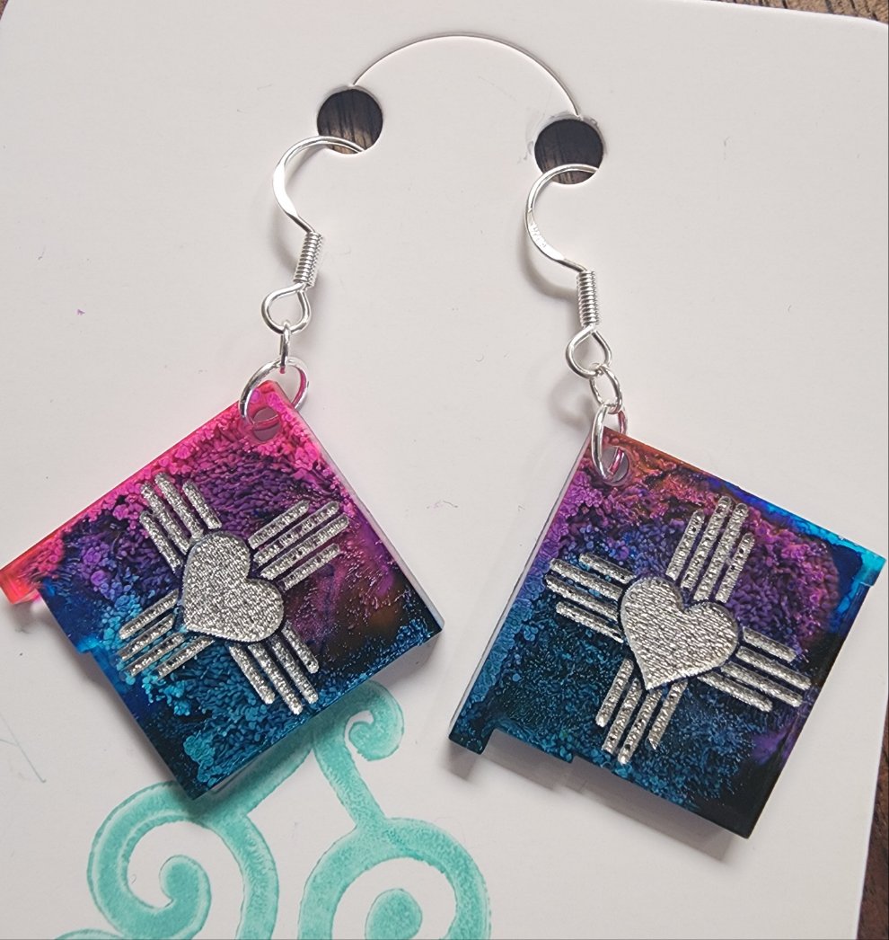 New Mexico Zia Heart State earrings