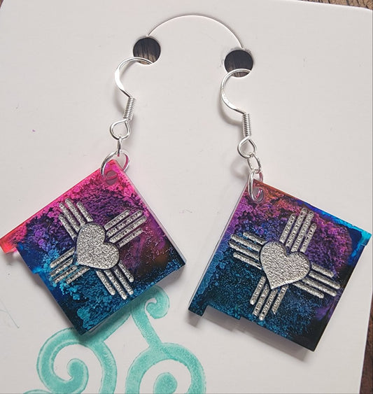 New Mexico Zia Heart State earrings