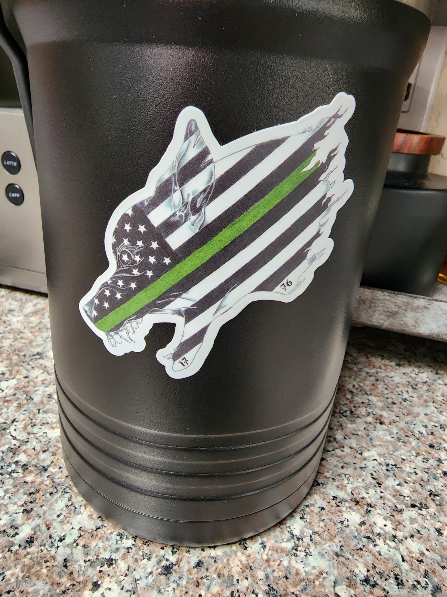 Military stripe dog- 4x3 sticker