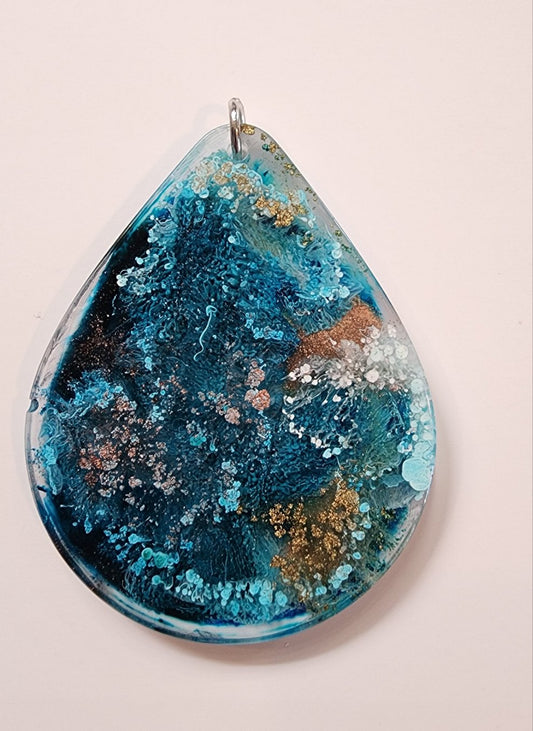 Alcohol ink pendant- tear drop pendant