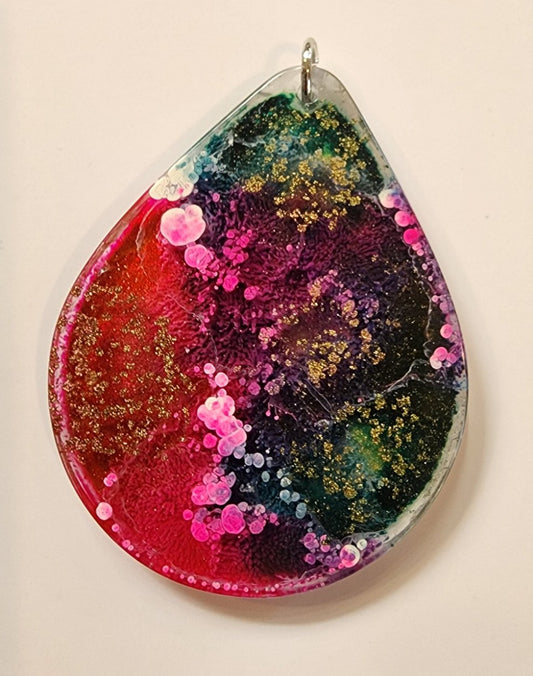 Alcohol ink pendant- tear drop pendant