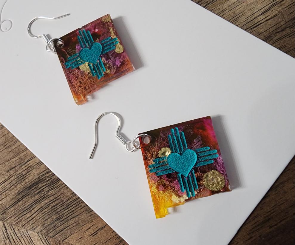 New Mexico Zia Heart State earrings