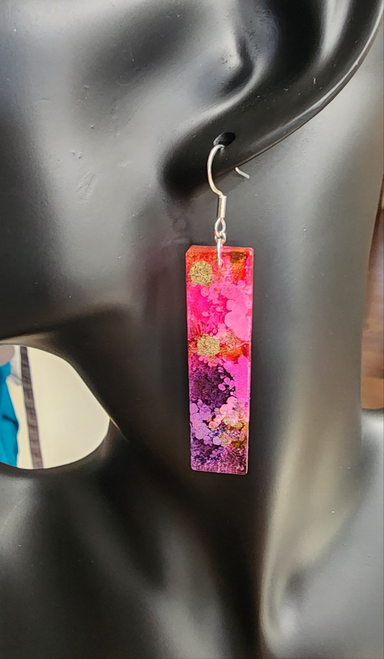 Colorful artsy earrings- rectangle