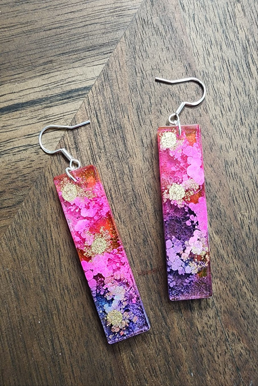 Colorful artsy earrings- rectangle