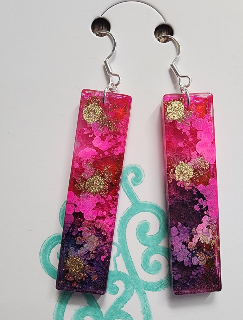 Colorful artsy earrings- rectangle