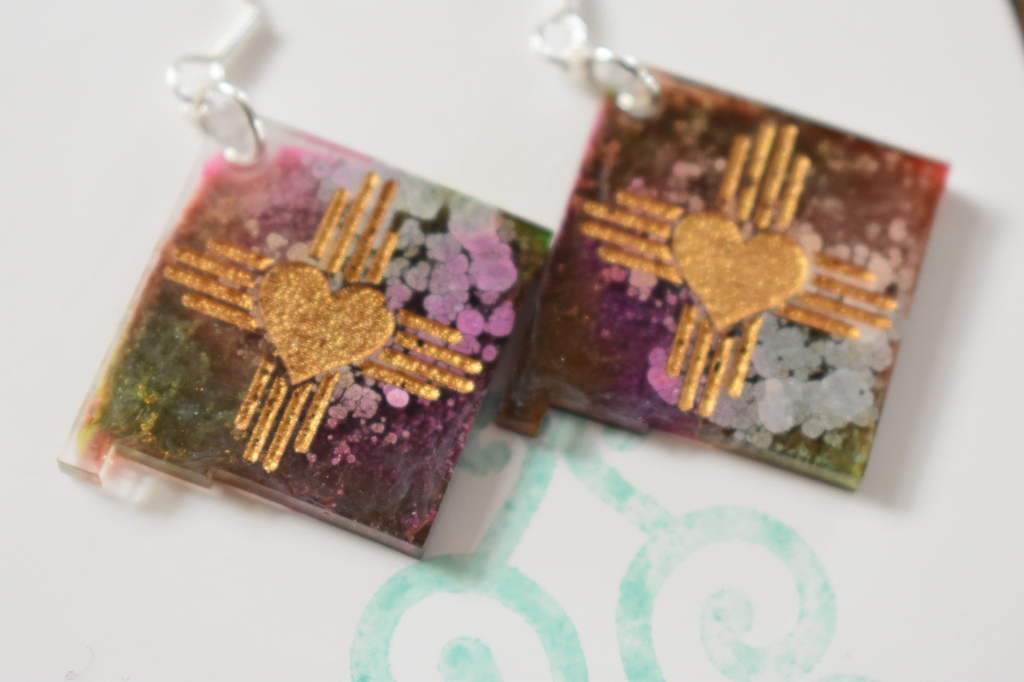 New Mexico Zia Heart State earrings- purple