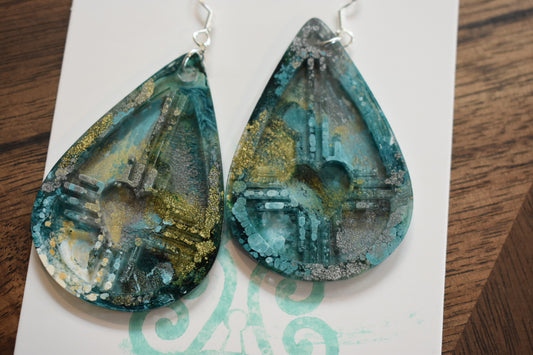 New Mexico Zia earrings- Teal