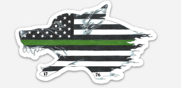 Military stripe dog- 4x3 sticker