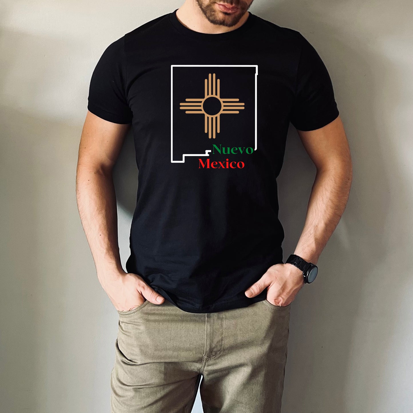 Nuevo Mexico in Red & Green shirt- Unisex Triblend